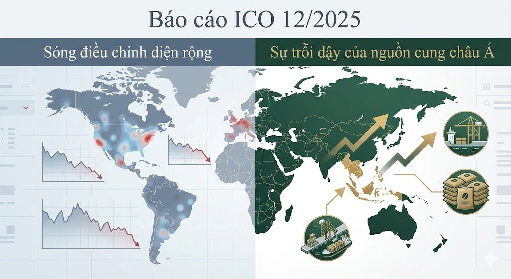 Báo cáo ICO 12/2025: Sóng điều chỉnh diện rộng và sự trỗi dậy của nguồn cung châu Á